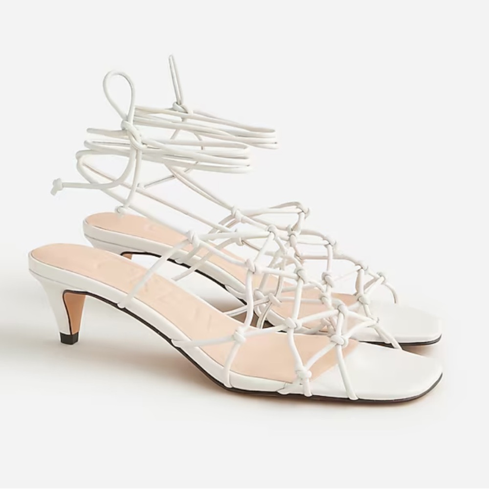 J. Crew - Zadie knotted lace up kitten heels in leather size 5.5
